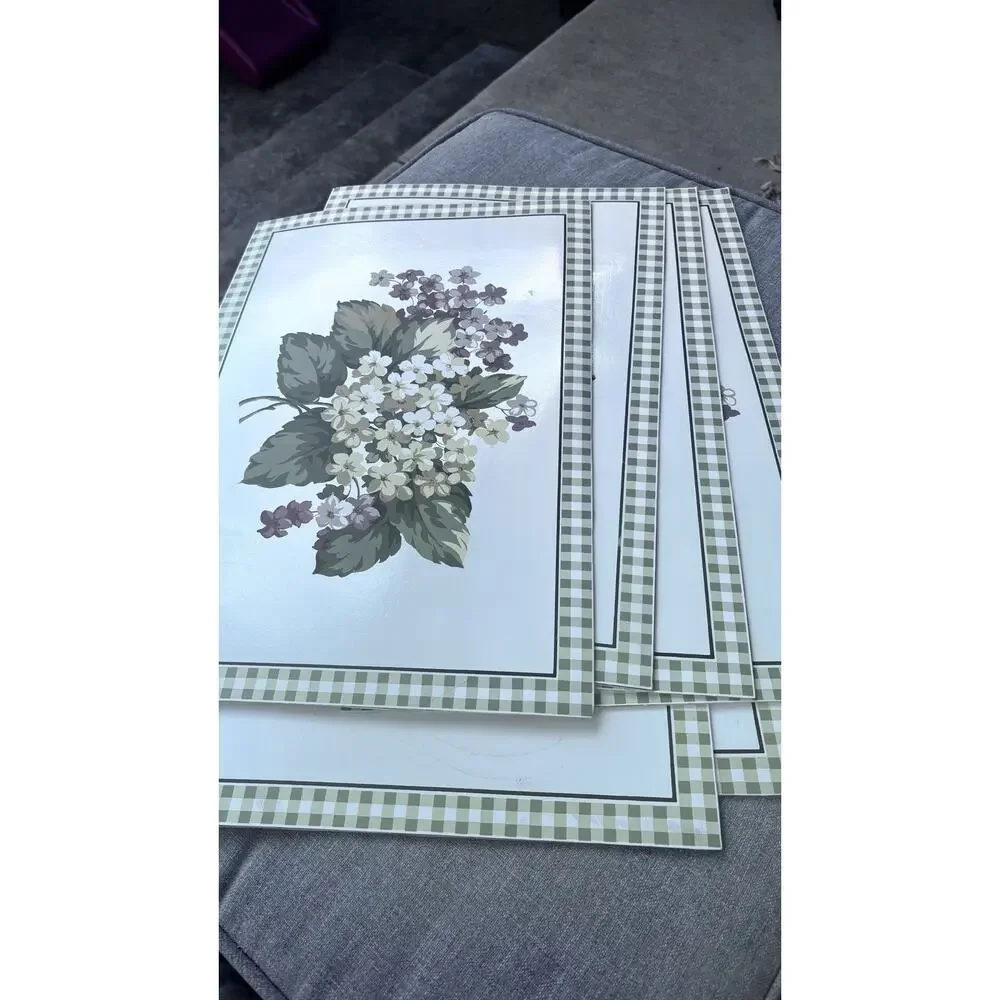6 Martha Stewart Hydrangea Vinyl Placemats Floral 1997 Cottage